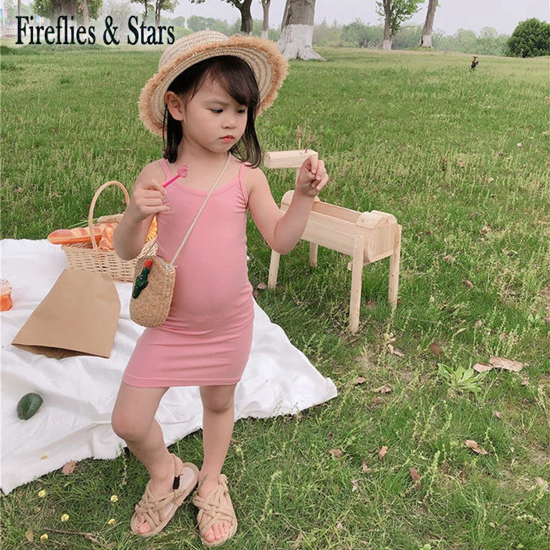Летнее платье-жилет для девочек детское платье на бретельках детская модная