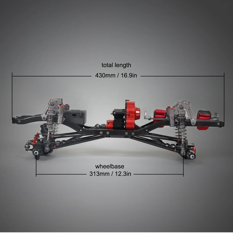 

31m 12.3 Inch Wheelbase All Metal Chassis Axle Reverse Transmission Kit for 1/10 RC Crawler Axial SCX10 Traxxas TRX4