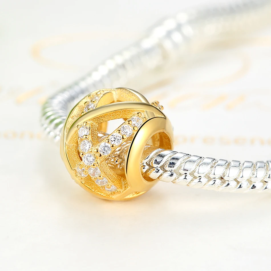 Натуральная 925 Стерлинговое Серебро Galaxy Шарм бусины с камнями подходят к