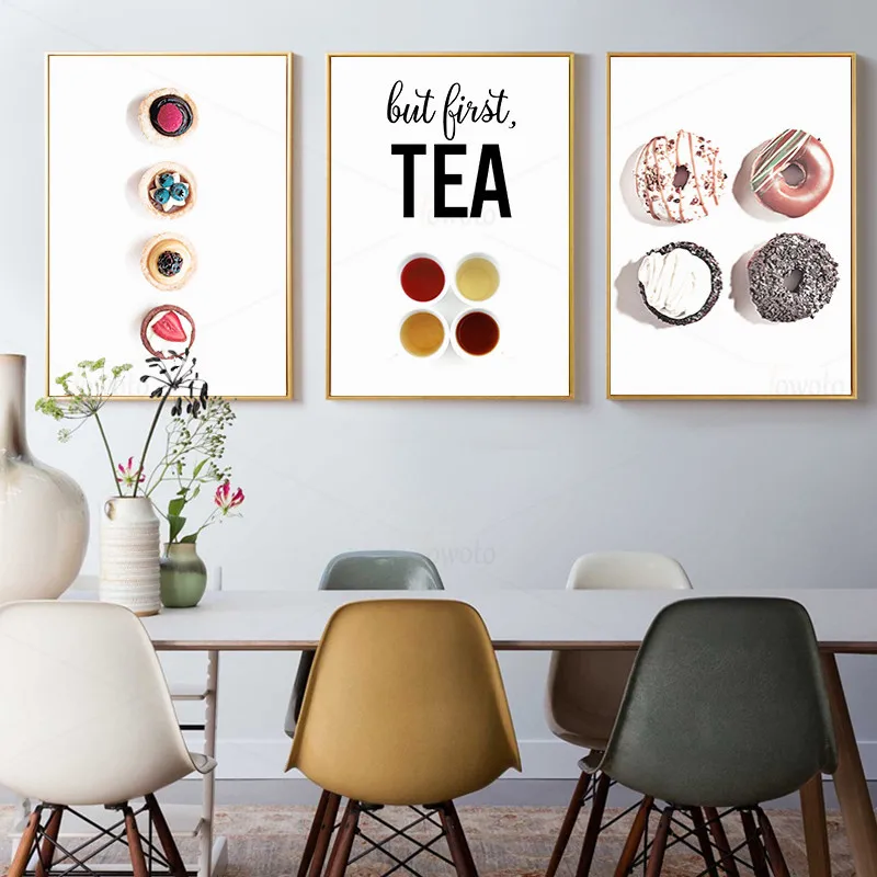 Пончики десерт Кофе Чай Художественная печать скандинавский постер украшение