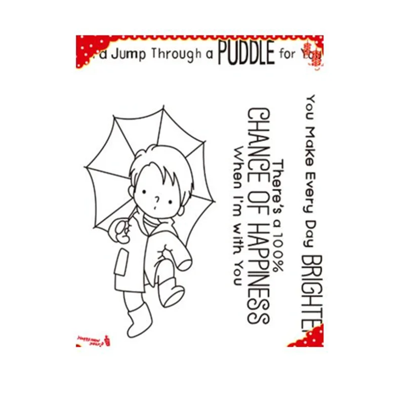 

2021 NEW Clear Stamps Of Happy Girl School Boy Flower Crown Bear Rabbit Umbrella Rhino Axe Scrapbook Paper DIY Handcrafts Seal