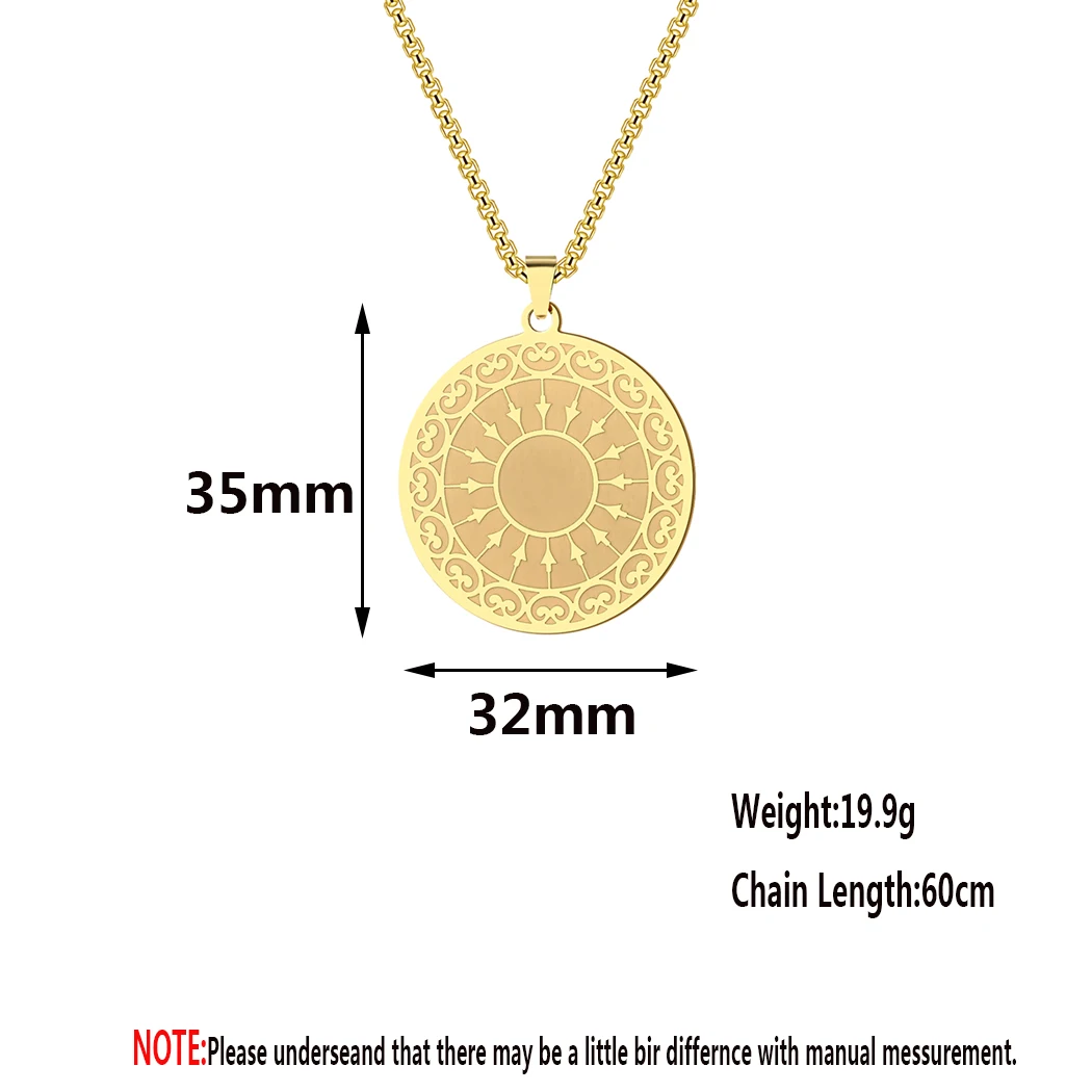 CHENGXUN Мандала Ожерелье Мужчины Женщины Нержавеющая Сталь Позолоченная Подвеска