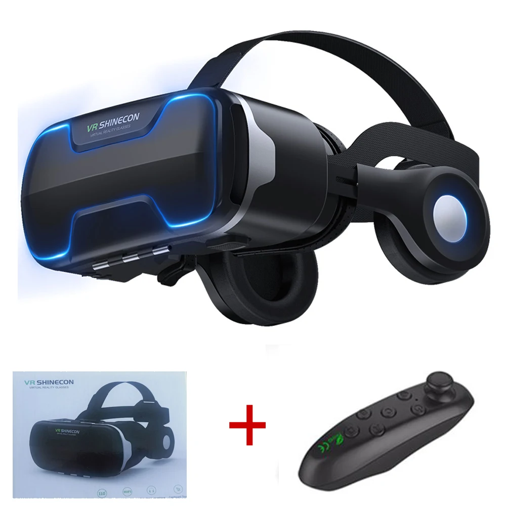 G02ED VR shinecon 8,0 стандартная версия и версия гарнитуры Виртуальная реальность 3D VR очки гарнитура для шлема Опциональный Контроллер - Цвет: VR With Controller A