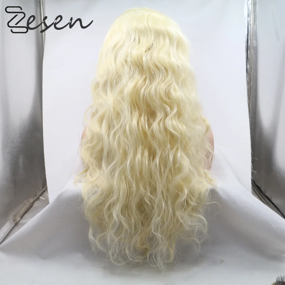 

Zesen Blonde T Lace Front Wigs For Women Synthetic Hair Wig Long Wavy Cosplay Wigs Heat Resistant Fiber Glueless 24 Inches