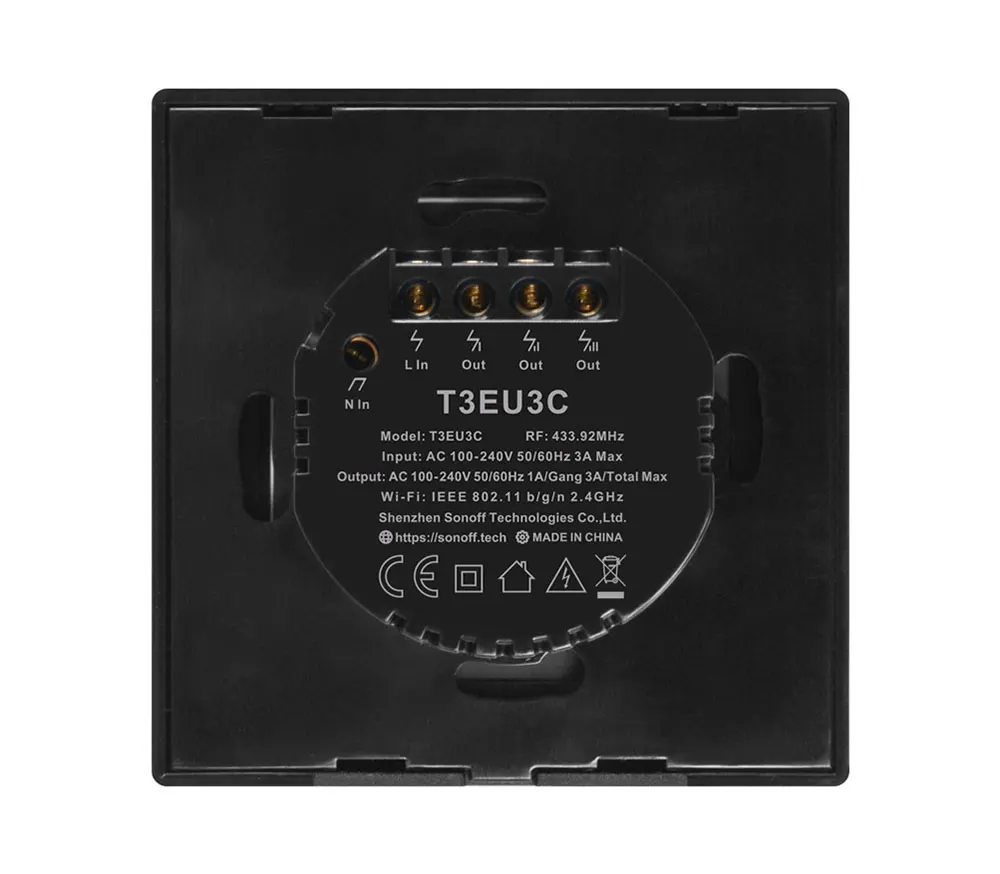 Itead Sonoff T3EU 86 Размеры переключатель Wi-Fi 1/2/3 серии TX 433 МГц RF Дистанционное управление с границы работает с Alexa Google Home