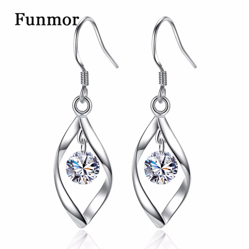 Funmor элегантные серьги гвоздики в виде листьев 925 пробы серебро ювелирные изделия