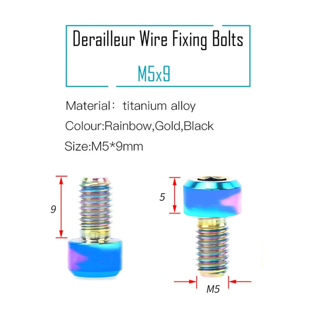 

2Pcs M5x9 Titanium Alloy Screws Bicycle Front Rear Derailleur Wire Fixing Bolts MTB Bike Wire Diverter Housing Bolt Cycling Part