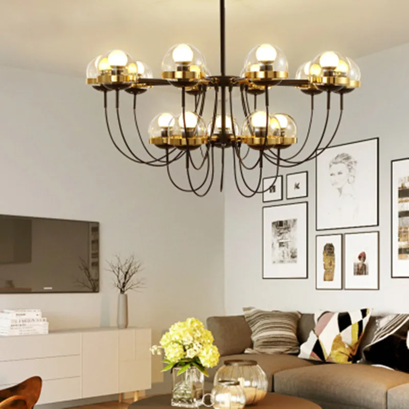

Люстра со стеклянными шариками, 5/8/10 ламп, в скандинавском стиле, для ресторана, гостиной