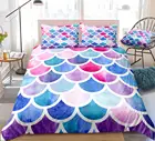 3 шт., набор пододеяльников с рыбьими чешуями, Радужный Русалочка, чешуя, постельные принадлежности, микрофибра, пододеяльник, королева, набор постельного белья для детей, подростков, красочная Прямая поставка