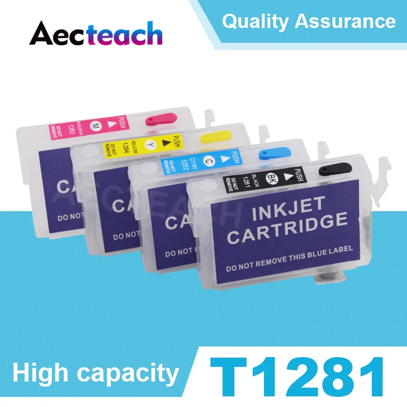 

Aecteach T1281 T1282 T1283 T1284 Refillable Ink cartridge for Epson Stylus S22 SX130 SX125 SX235W SX435W SX425W Printer