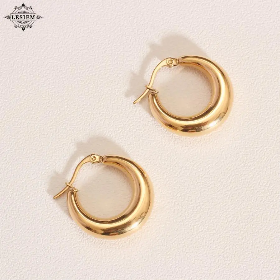 

LESIEM Hot New Fashion 18KGP Gold Filled Girlfriend earrings 2021 trendy Crescent moon women earring fine fashion jewelry