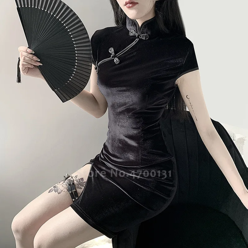 Женское облегающее платье-Ципао в японском готическом стиле традиционное