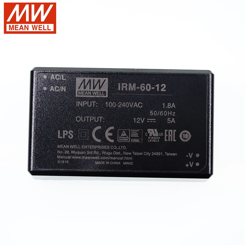 MEAN WELL IRM 60 12 Вт печатная плата собранный инкапсулированный модуль питания 110 В/220 В