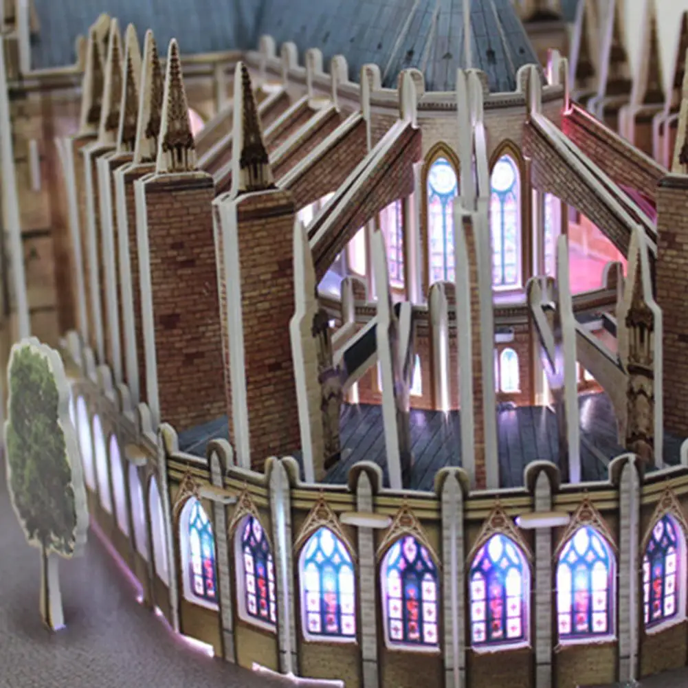 149 шт 3D LED освещение архитектура собора Парижа строительные блоки классическая