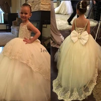 lace arabic flower girl dresses for wedding spaghetti sequins beading back big bow ball gowns vintage spaghetti straps dresses