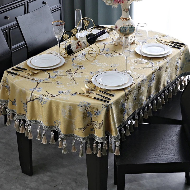 

Classical Birds Printed Oval Table Cloth Events Party Kitchen Table Cover Dining Coffee Tea Room Decoration Fabric Tablecloth