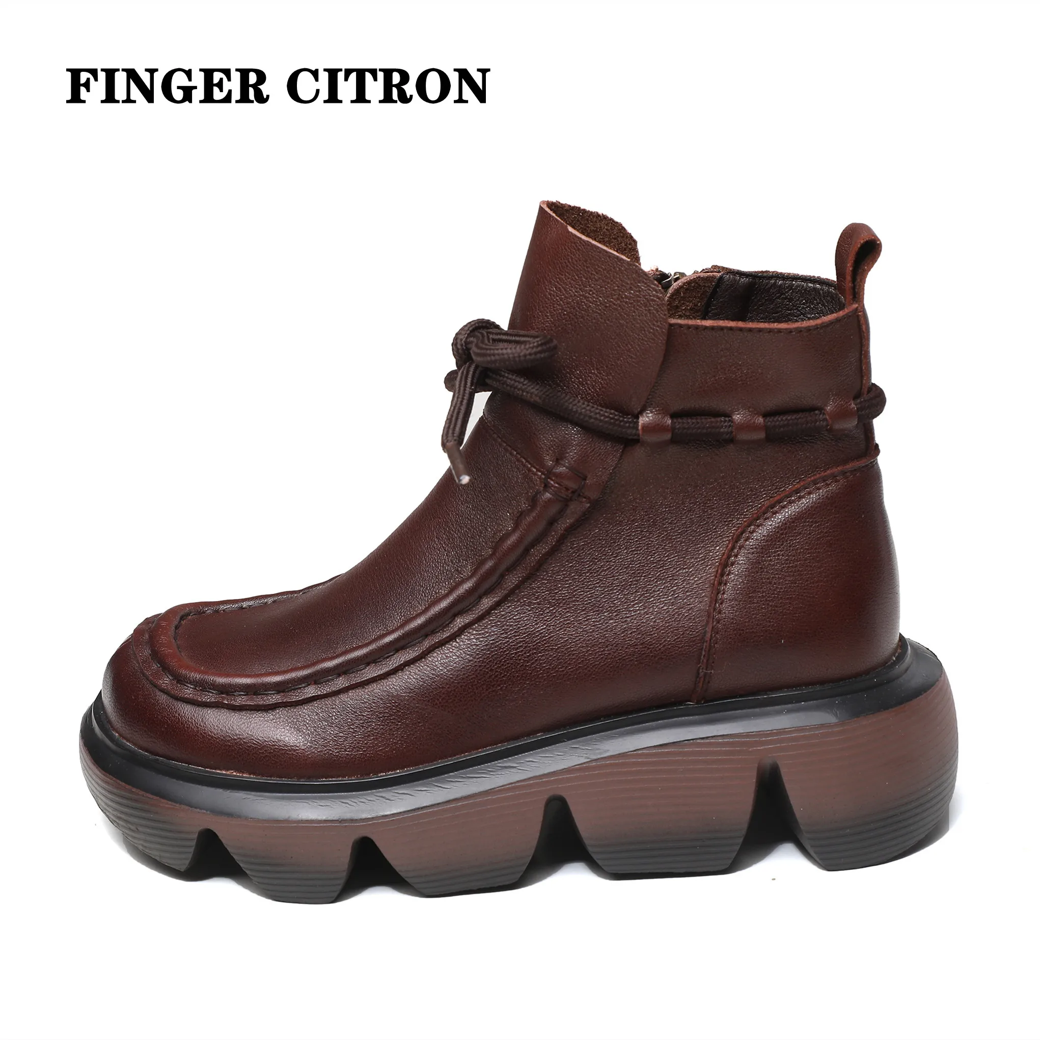 

Finger Citron Women Chelsea Anckle Boots Genuine Cow Leather For Spring Autumn And Winter Platform PVC By Handmade Size 35--40