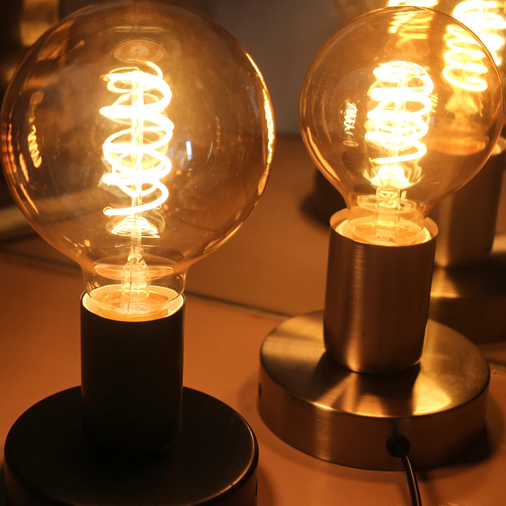 Винтажный металлический настольный светильник с цоколем E27 220 В