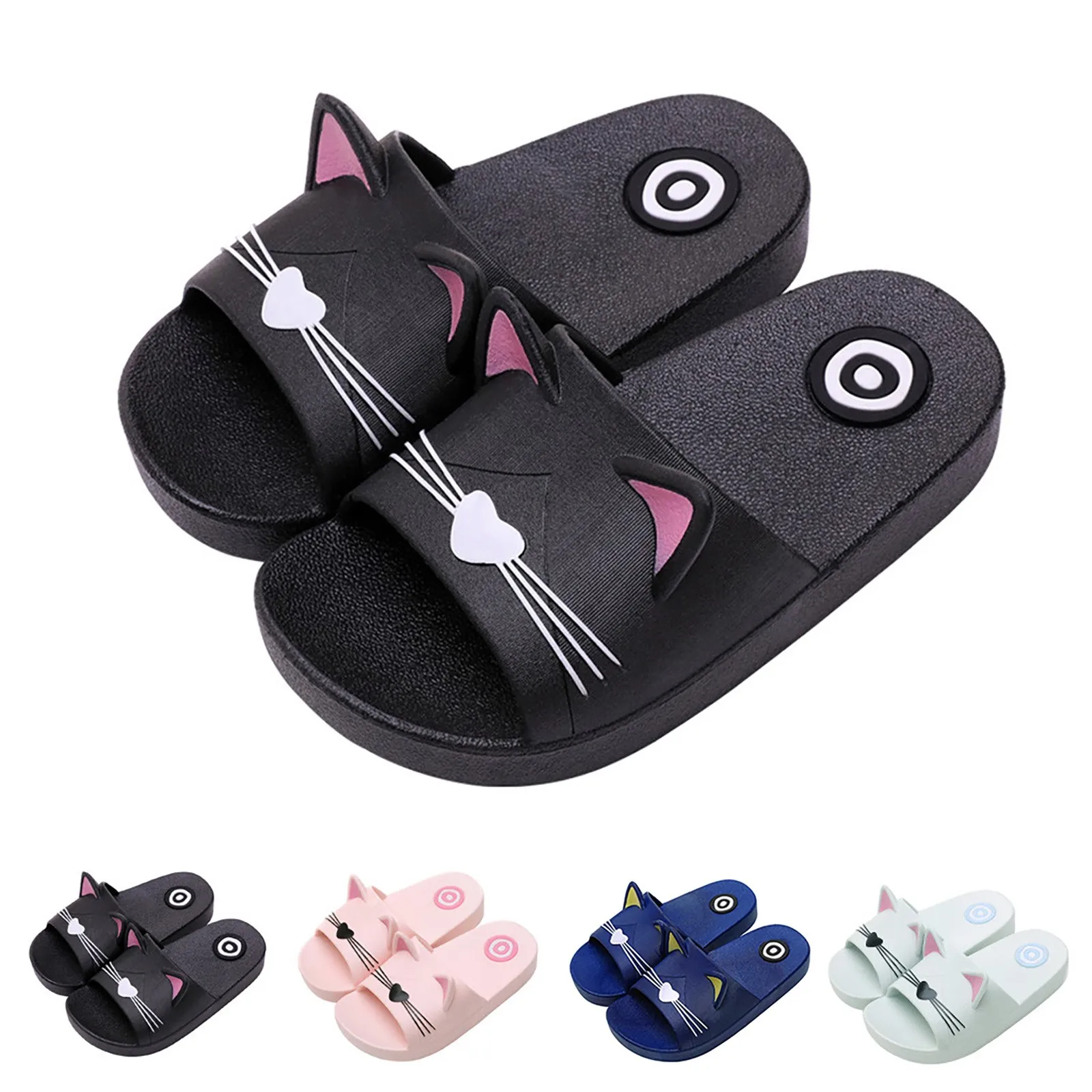 

Baby Kids Girls Boys Home Slippers Cartoon Cat Floor Family Shoes Beach Sandals