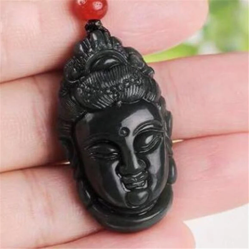 100% зеленая подвеска-нефрит ожерелье подвеска-покровитель бодхисаттвы Мужская