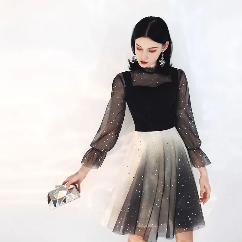 Новое поступление, элегантный для выпускного вечера, платья Vestido de Festa, вечернее короткое платье, халат de mariee, халат с длинными рукавами, осенний стиль - Цвет: photo color