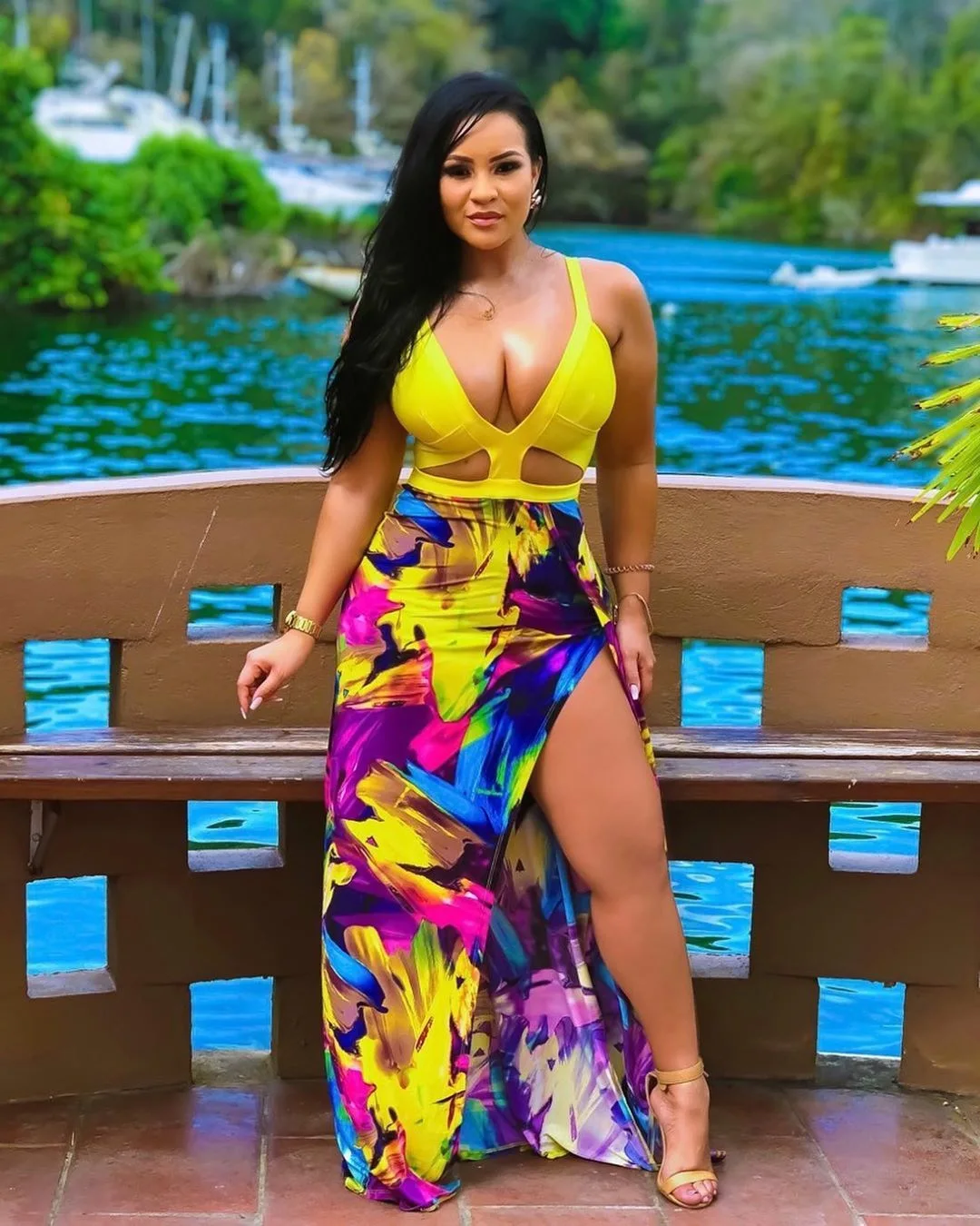 

Ins Sexy Three-dimensional Cut Printing Beach Style Dresses 1-5XL Plus Size Clothing for Women