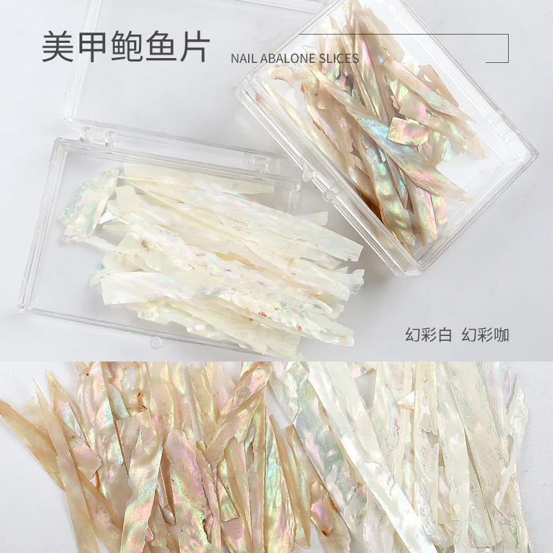

1Box Nail Art Rhinestones Abalone Slice For Acrylic Nail Art Stickers Mermaid Shell Nail Glitter Sequin Fragment Nail Supply