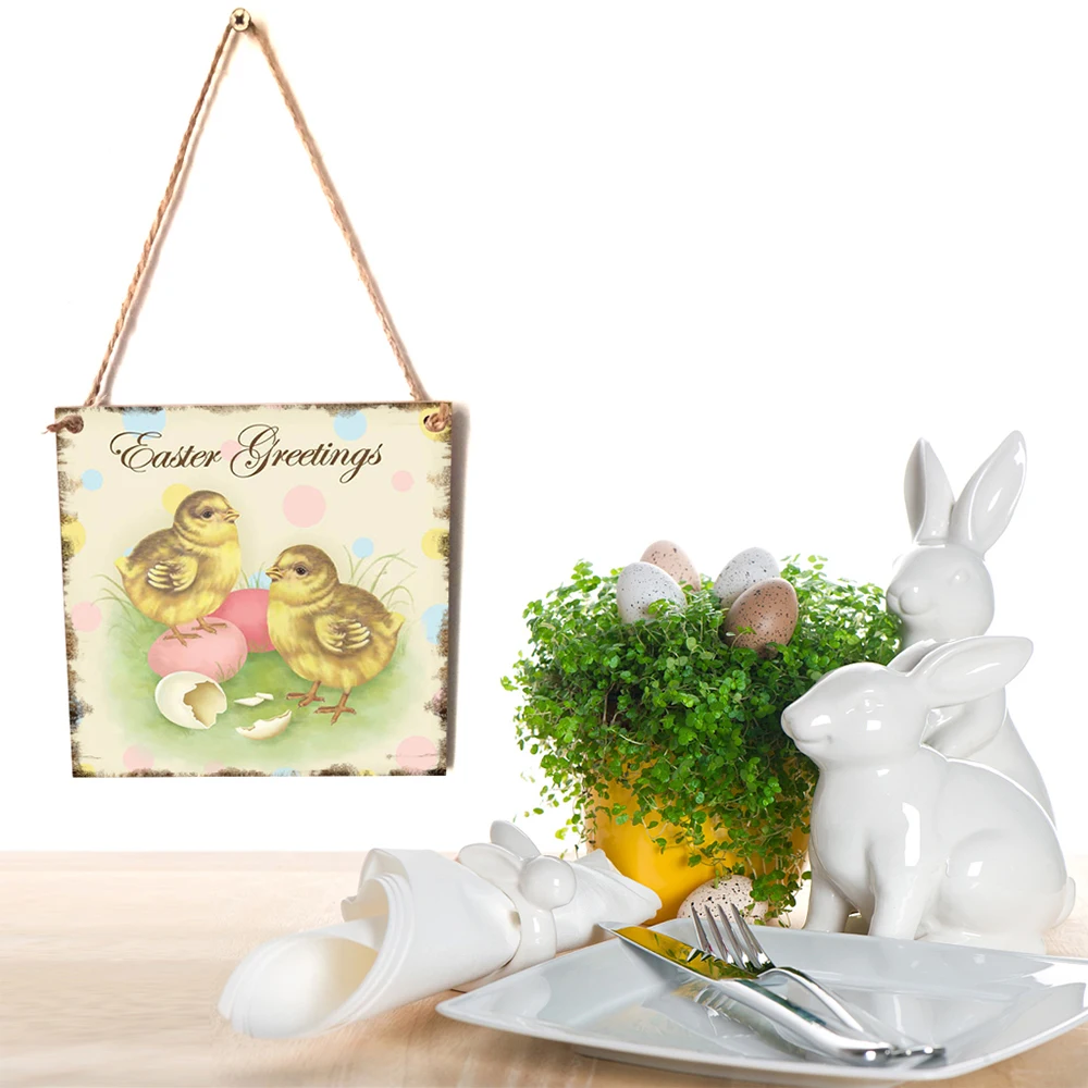 Креативная Пасхальная подвесная доска с рисунком кролика из дерева семейный
