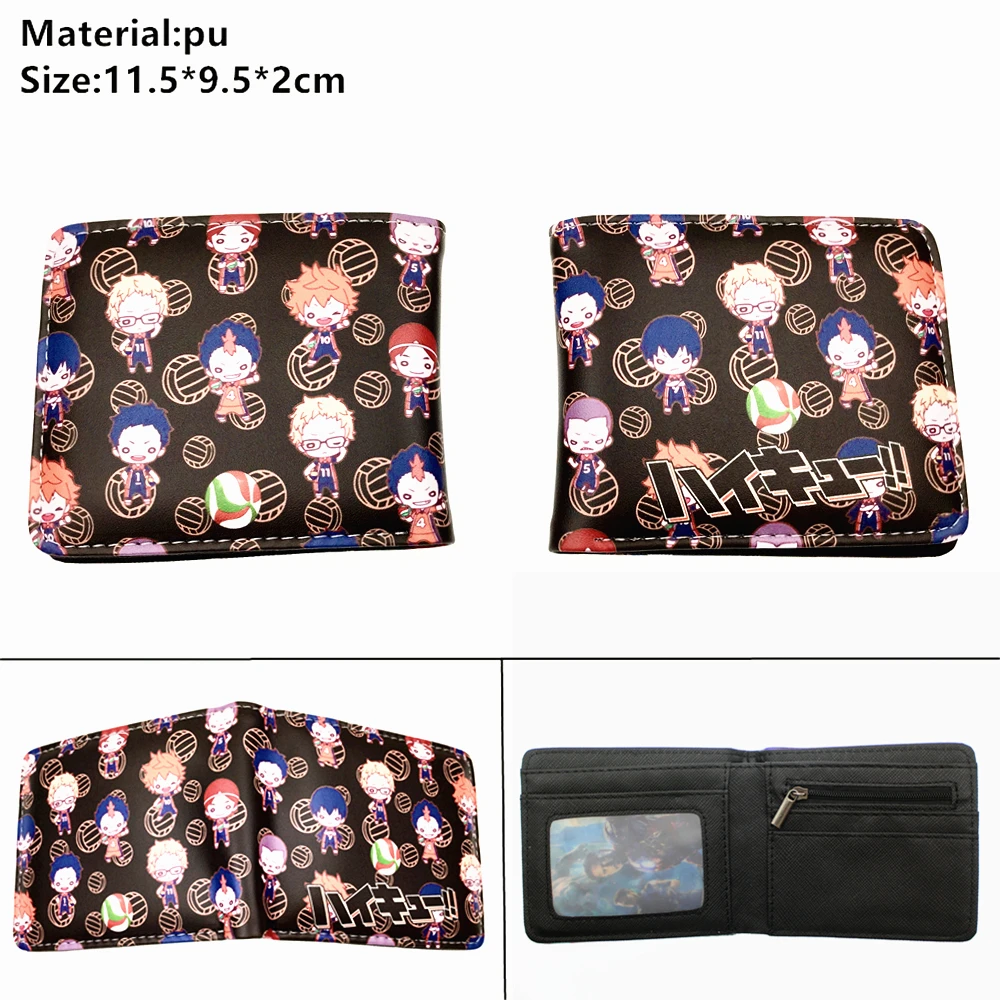 

Anime Haikyuu!! Leather Wallet Law Bifold Boys Girls Coin Pocket Layers Casual Pu Zipper Short Photo Card Holder Purse Gift