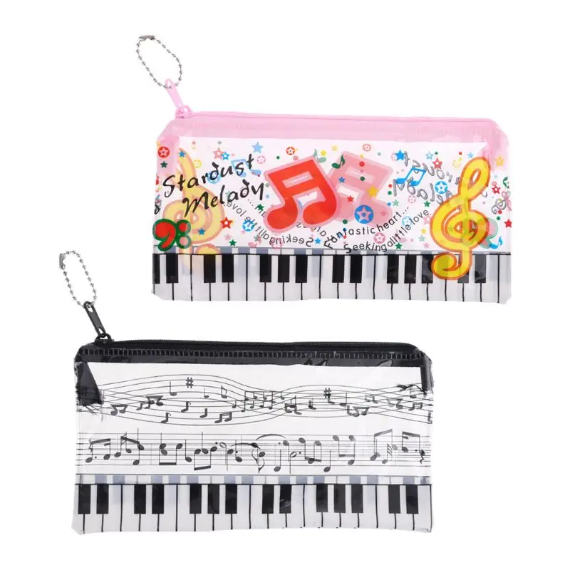 Music Note Piano Keyboard Pencil Case Plastic Transparent Pen Bag Student Gift 24BB