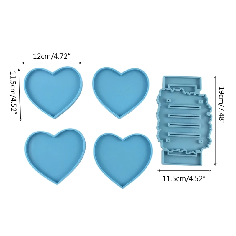 

5 Pcs/Set Love Heart Coaster Epoxy Resin Mold Cup Mat Casting Silicone Mould DIY Crafts Jewelry Placement Plate Mold 50PE