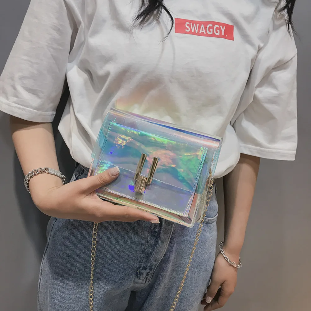 

Crossbody Bags for Women 2021 Laser Transparent Bags Fashion Women Korean Style Shoulder Bag Messenger PVC Waterproof Beach Bag