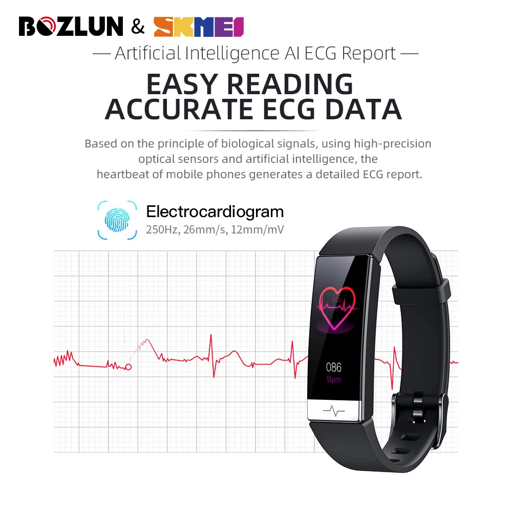 

SKMEI Male Female Smart Bracelet 24H Heart Rate Blood Oxygen ECG IP68 Waterproof Sport Model Watch Y91 relojes inteligentes