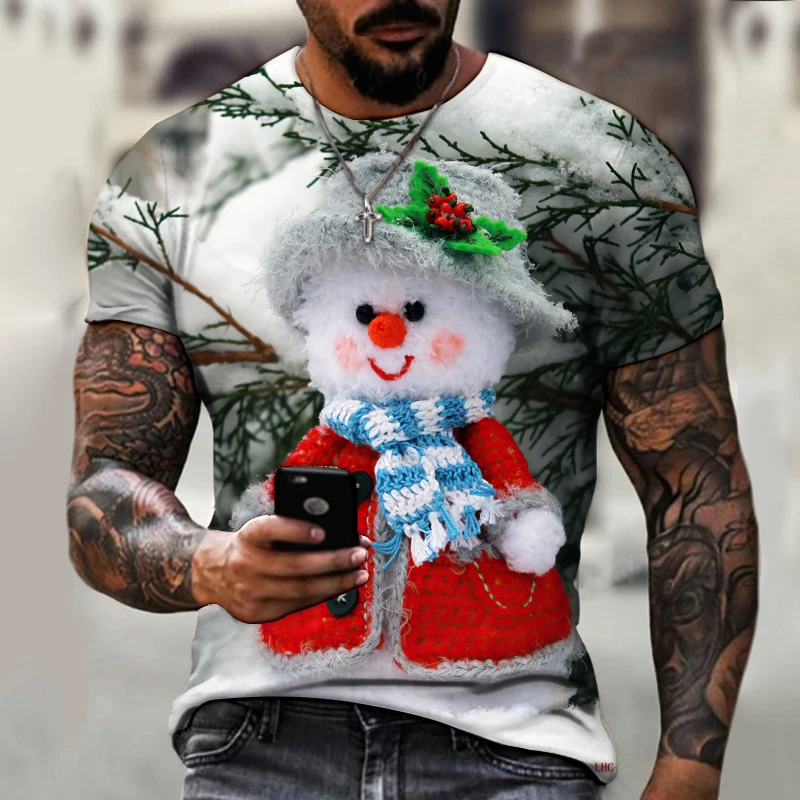 

Christmas 3D Printed T-shirt Men's Fashion Casual Short-sleeved Tops Funny Funny Hip-hop Streetwear Unisex Plus Size Tops