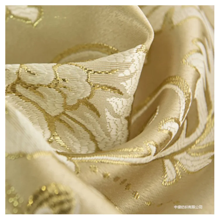 

New Luxury Curtains Fabric High Precision Gold Jacquard Flower Blooming for Living Room Bedroom Study Curtains Custommade