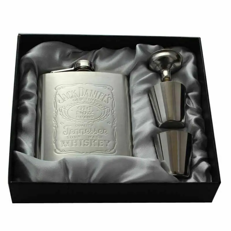 C2-7 Oz портативная фляжка из нержавеющей стали бутылка + Воронка чашка с коробкой