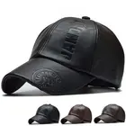 Зимняя мужская теплая шапка из искусственной кожи, наушники, новые ветрозащитные повседневные спортивные шапки с защитой ушей, мужская Кепка-тракер, кепка с конским хвостом