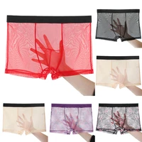boxershorts seamless silky soft underwear hot sale mid rise mens panties summer mens ice transparent panties
