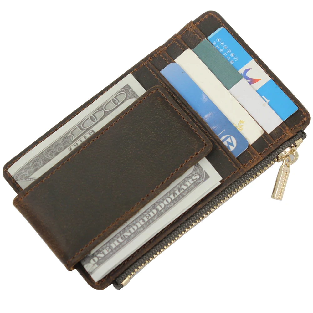 RFID gennuine кожаные бумажники оптом натуральная кожа зажим для денег передний карман