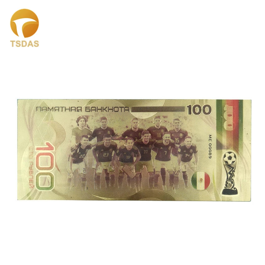 Футбольная банкнота в 24 к позолоченные поддельные деньги для сбора и подарка 100