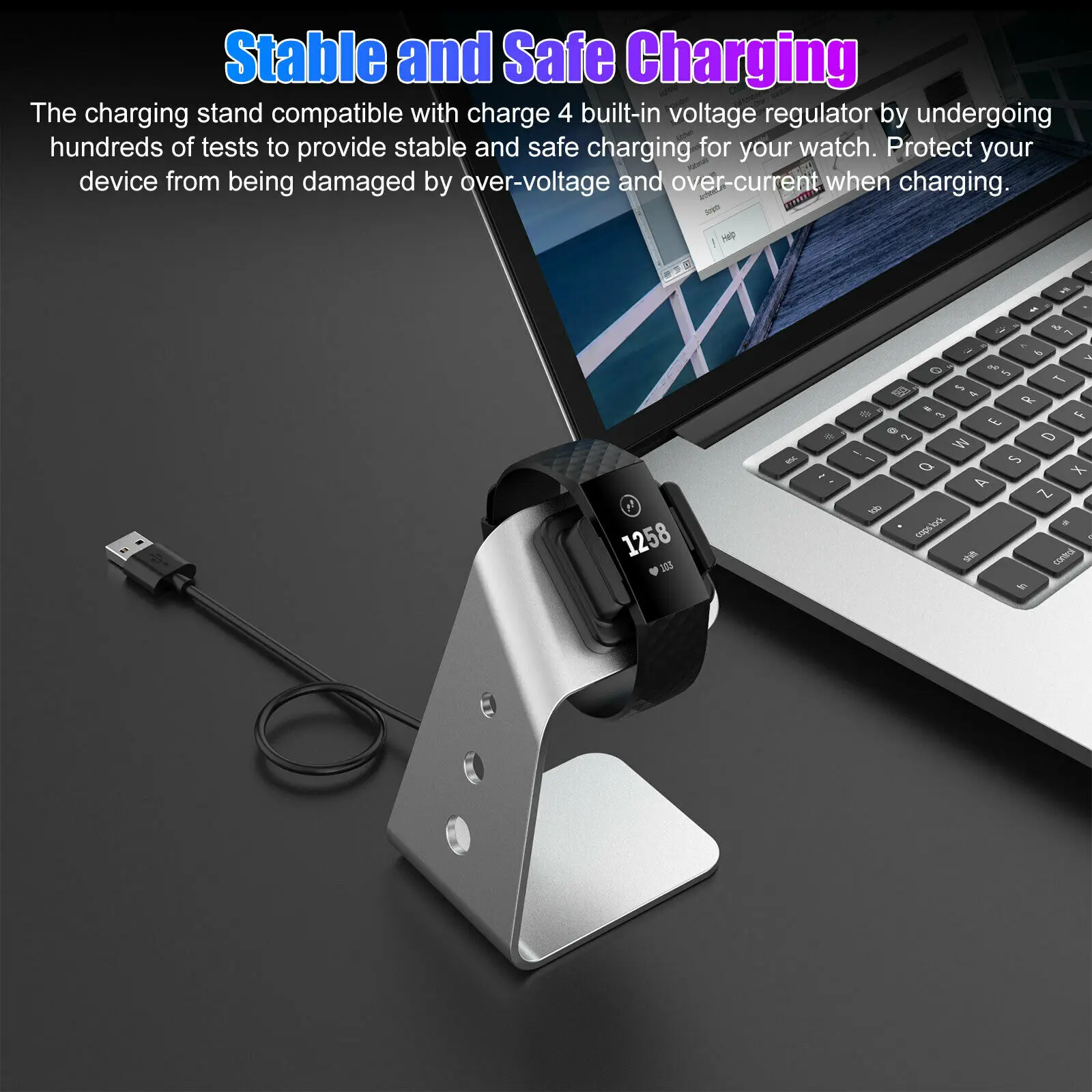 

For Fitbit Charge 3/4 Smart Watch Charger Dock USB Charging Cable Cradle Stand#50