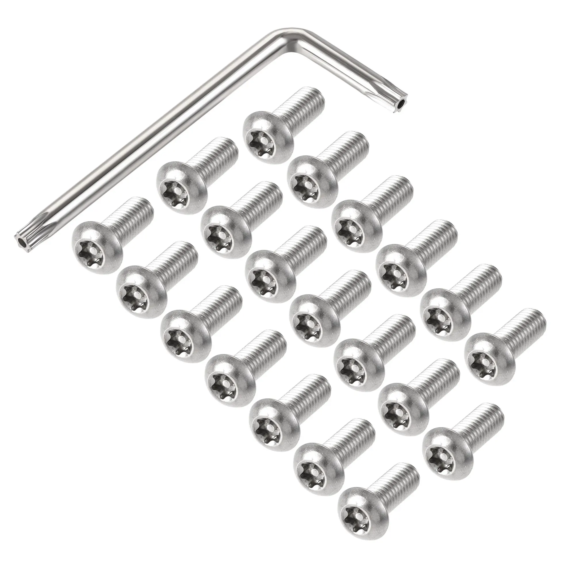 

Uxcell M8x20mm Torx Security Machine Screw, 20pcs Pan Head Screws Inside Column, with T40 L-Type Wrench, 304 Stainless Steel