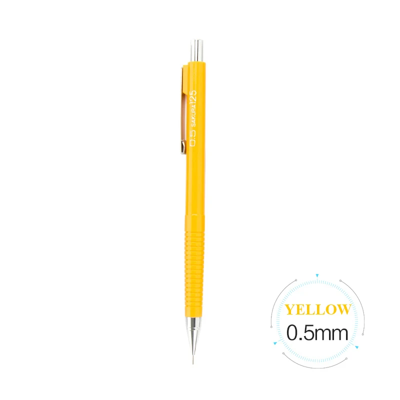 0.5mm Yellow SAKURA XS-125 механический автоматический карандаш Карандаш для занятий 0,3/0,5/0,7/0,9 мм для рисования и письма офисные школьные принадлежности - Цвет: 0.5mm Yellow