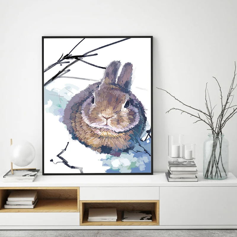 Милый маленький зверь кролик Пингвин сова картина по номерам картины маслом