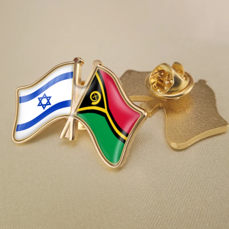 

Israel and Vanuatu Crossed Double Friendship Flags Lapel Pins Brooch Badges