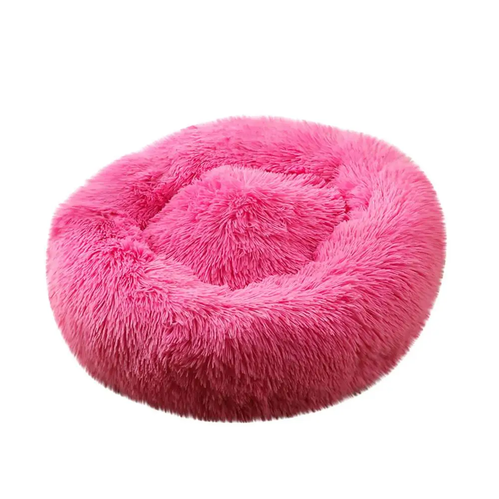 Rose Red Кошачья кровать круглые плюшевые кошачий домик мягкая плюшевая кошачья кровать круглая собачья кровать для маленьких собак кошачье гнездо зимняя теплая спальная кровать Щенячий коврик - Цвет: Rose Red