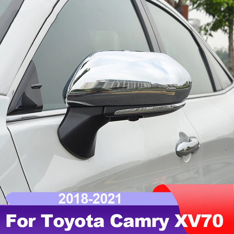 

Car Rearview Mirror Cover Protector Chrome Trim for Toyota Camry 2018 2019 2020 2021 70 V70 Xv70 Trd Accessories Auto