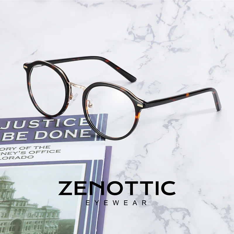 ZENOTTIC винтажные ацетатные круглые оправы для очков прозрачные линзы оптические