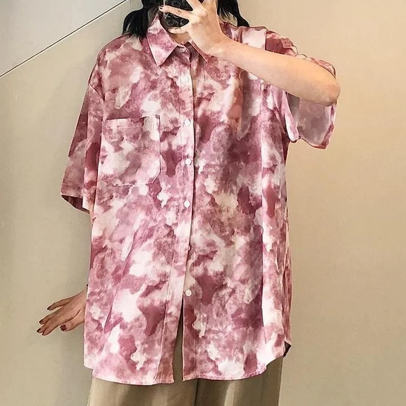 Рубашки женские с коротким рукавом шикарные Свободные повседневные