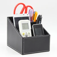 2021 new pu leather holder home office storage box remote control organizer desk phone and tv
